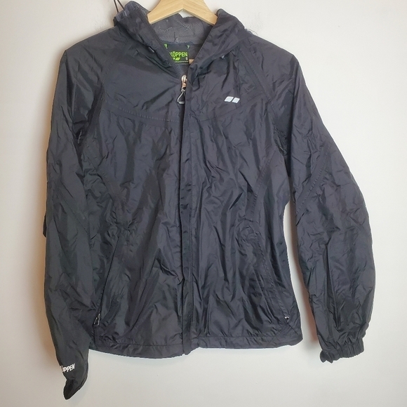 KOPPEN Small Windbreaker Black Hooded Full‎ zip Rain jacket - Picture 1 of 13